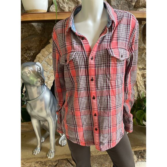 Outerknown Tops - Outerknown Blanket Flannel Long Sleeve Pink Plaid Button Down Shirt Women's XL